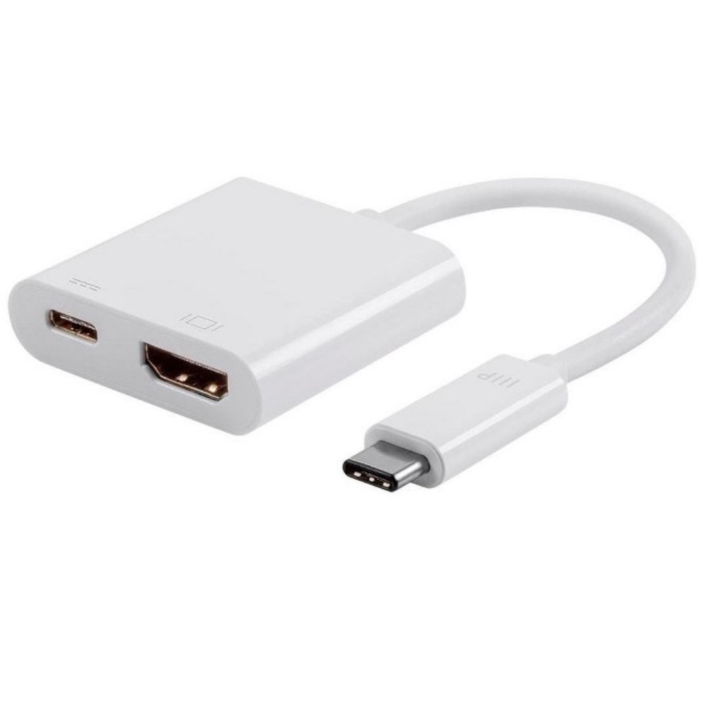 NWT Monoprice USB-C to HDMI&USB-C (F) Dual Port Adapter,Compatible USB-C Laptops